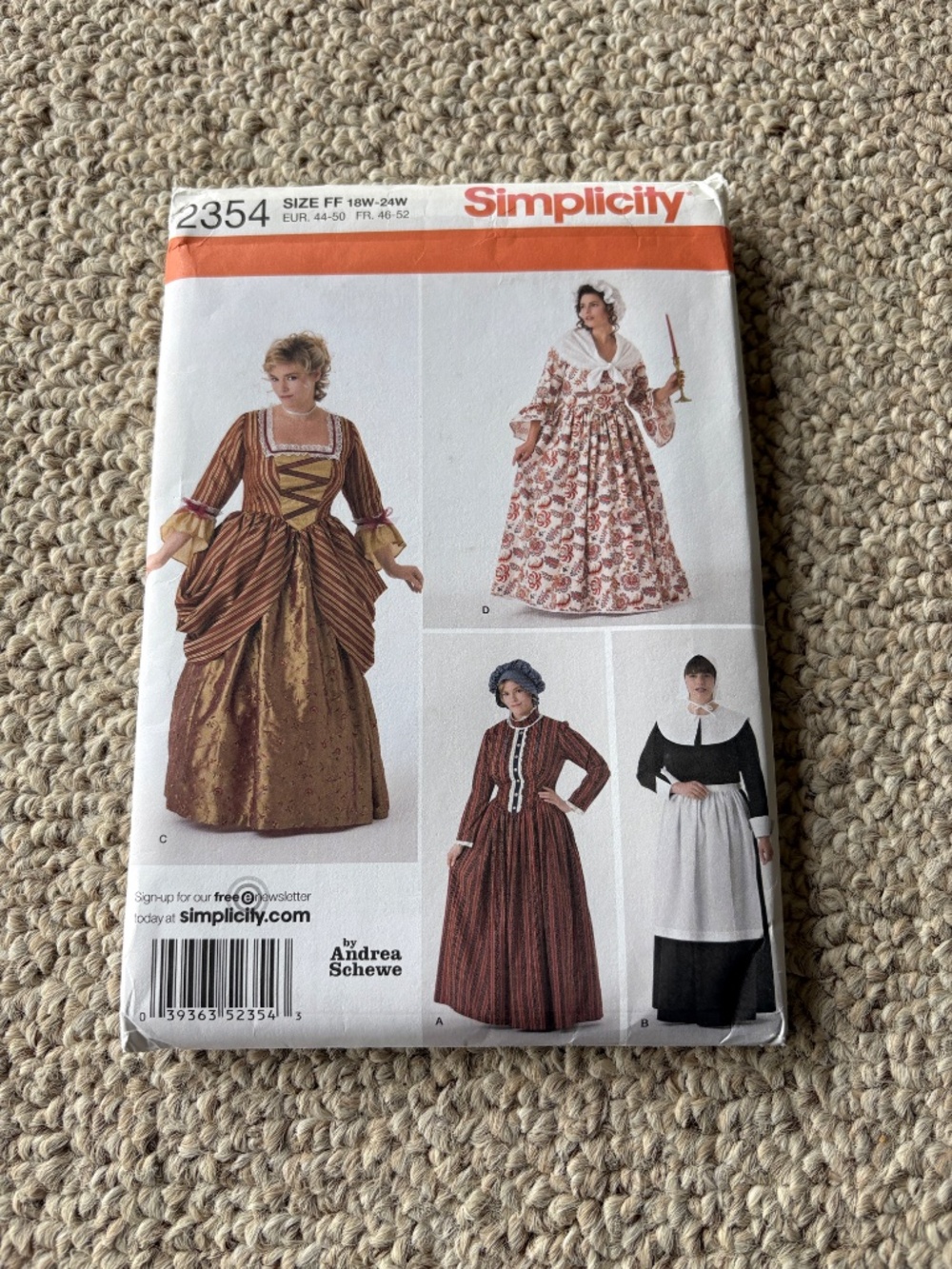 Simplicity Plus Size Colonial Renaissance Costume Pattern 18W-24W Uncut FF - Picture 2 of 5